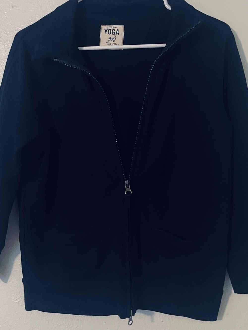 J.Crew Yoga Navy Full Zip Sweatshirt Small Cotton Stretch - Picture 7 of 8